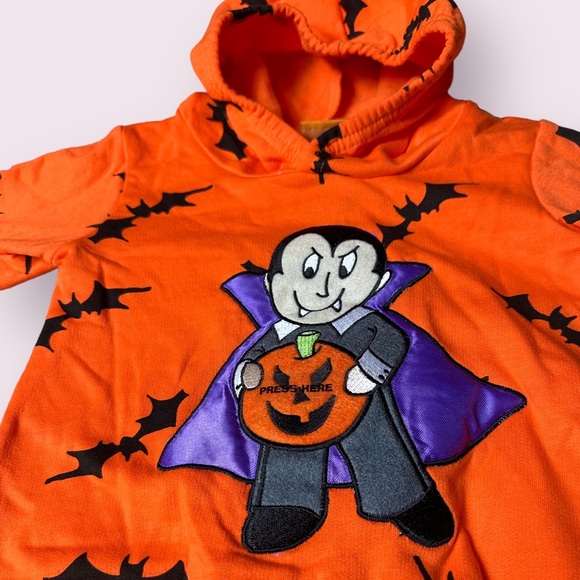 Vintage NWT Baby Halloween Vampire Bat Pumpkin Musical Hoodie One Piece Sz 9 Mon - Picture 5 of 9